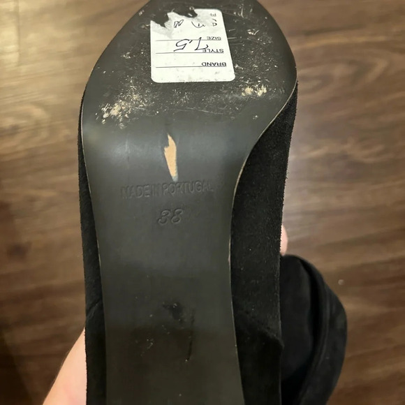 Free People Womens Adella Heeled Ankle Booties Black Draped Suede top Sz 7.5 - Picture 14 of 14